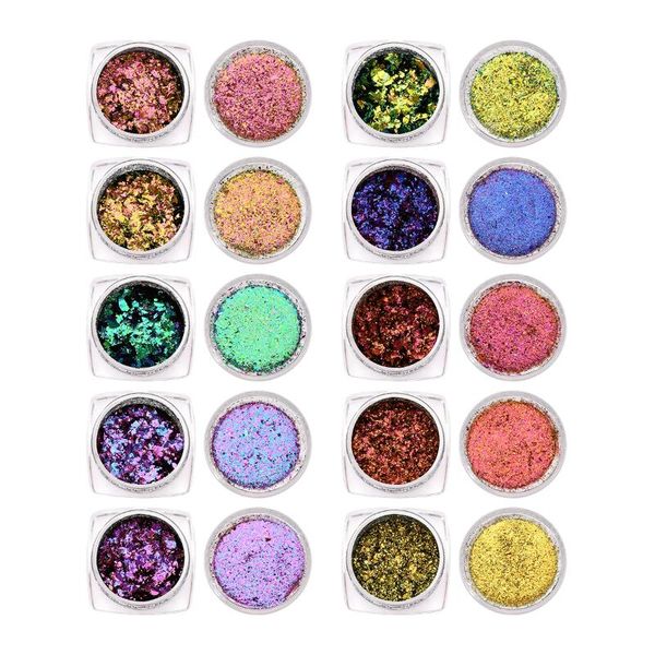 

nail glitter beautybigbang 0.1g chameleon effect flake nails art accessories sequins mirror powder chrome pigment holographic, Silver;gold