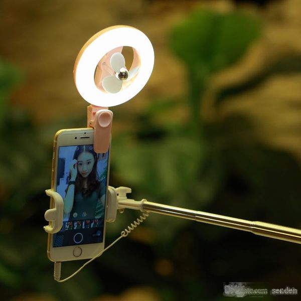 

cute angel fill light fan beauty selfie flash fill-light with cooling fan multicolor changing light usb rechargeable fan clip for smartphone