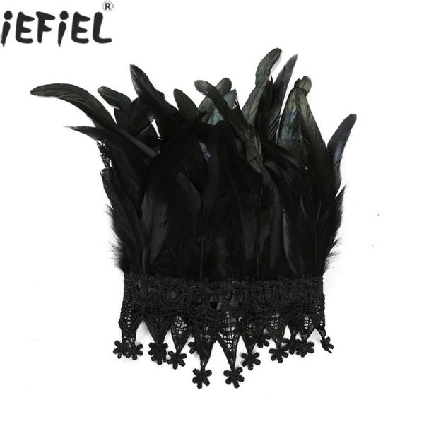 

women feather choker collar gothic victorian natural feather splice lace collar cape stage performance cosplay costume accessory, Blue;purple