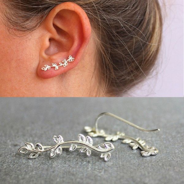 

stud gold silver color women tree leaves earrings professional spring collection jewelry accessories festival gift, Golden;silver
