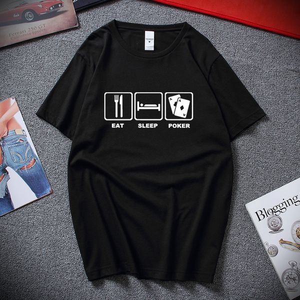 

eat sleep poker cotton t shirt hip hop tee funny casual fitness clothing plus sizexs-xxl