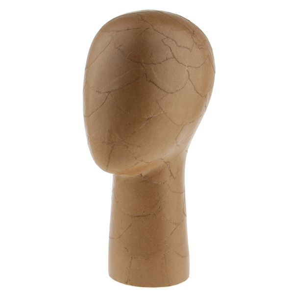

mannequin manikin head model hair wigs cap hat display holder brown paper, White