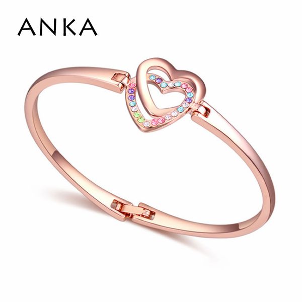

bangle 2021 rose gold color tactic crystals bangles for girls little lady single-layer crystal heart #115749, Black