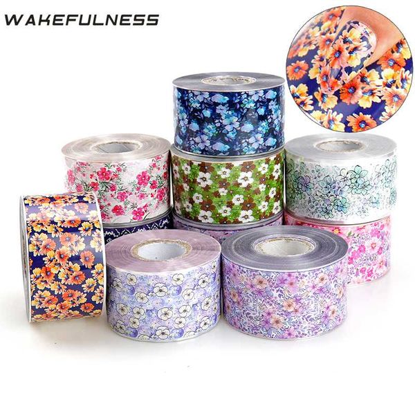 

wakefulness 4cm*120m starry sky nail foils colorful flowers nail transfer stickers decals manicure art decorations, Black