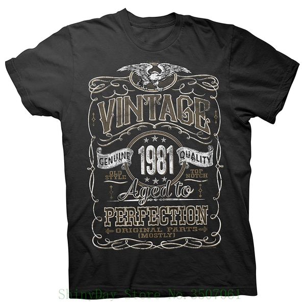 

vintage aged perfection 1981 - distressed print - 37th birthday gift t-shirt summer short sleeves cotton t-shirt