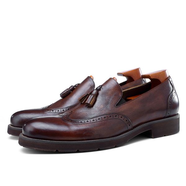 

мода черный / темно-коричневый лето мокасины отец обувь мужские ботинки платья из натуральной кожи casual male wedding, Black