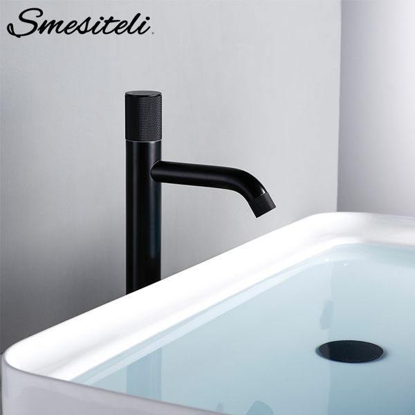 

basin faucet matte black brass and cold mixer tap bathroom knurling design single handle sink faucet