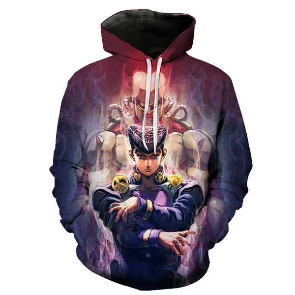 

sudaderas con capucha de anime jojo's bizarre adventure para hombres y mujeres y nios en 3d, sudadera informal a la moda para nios y, Black