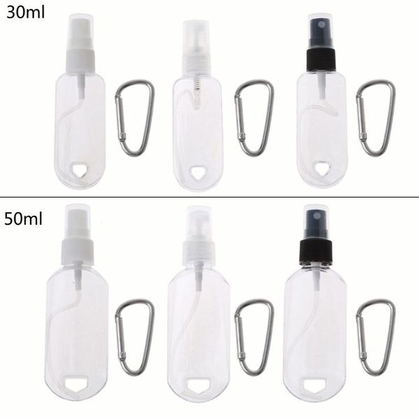 

storage bottles & jars 30ml 50ml reusable portable mini size alcohol spray bottle hand sanitizer travel small holder hook keychain carrier