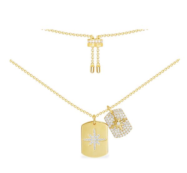 

2pcs gold color octagonal star charm pave zircon cz pendant charms necklace, Silver