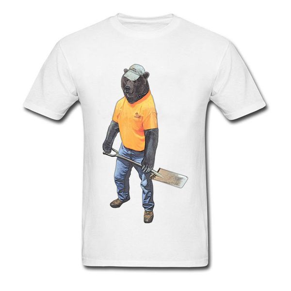

bear landscaper short sleeve shirts round collar pure cotton male t-shirts 3d printed tee shirts wholesale