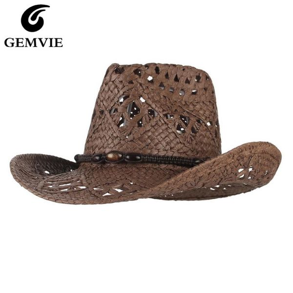 

wide brim hats gemvie cowgirl summer hat for women paper straw men outback western cowboy sun beach cap, Blue;gray