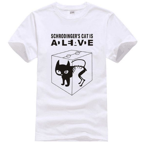 

шредингера cat pattern printed t-shirt мужчины / женщины повседневная мода с коротким рукавом o-образным вырезом футболки унисекс модные str