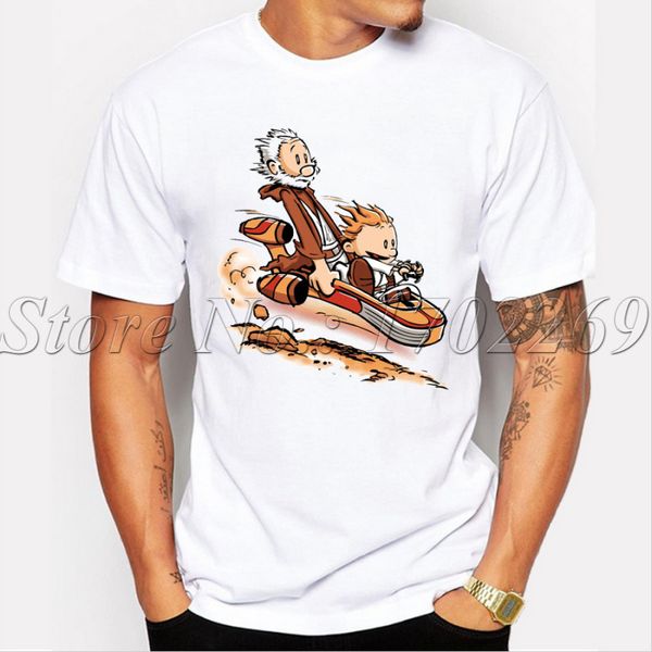 

men cartoon printed men t-shirt a less civilized age design funny short sleeve casual hipster comics tee