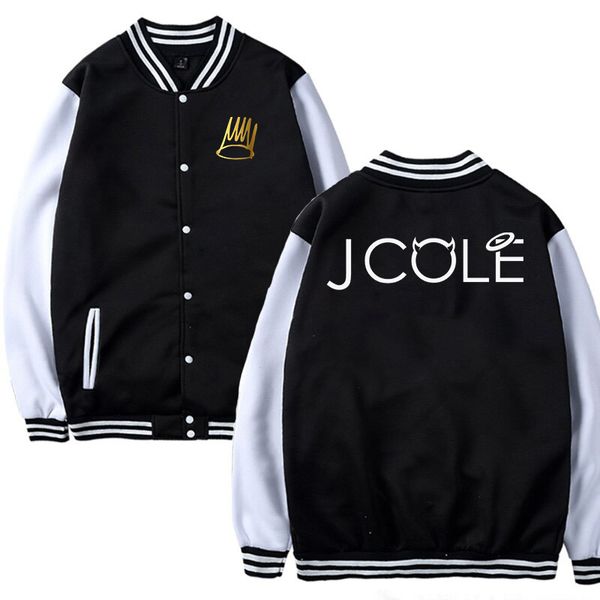 

j cole printing fashion baseball jacket men's round collar baseball uniform girl's black cartoon jacket single breasted female, Black;brown