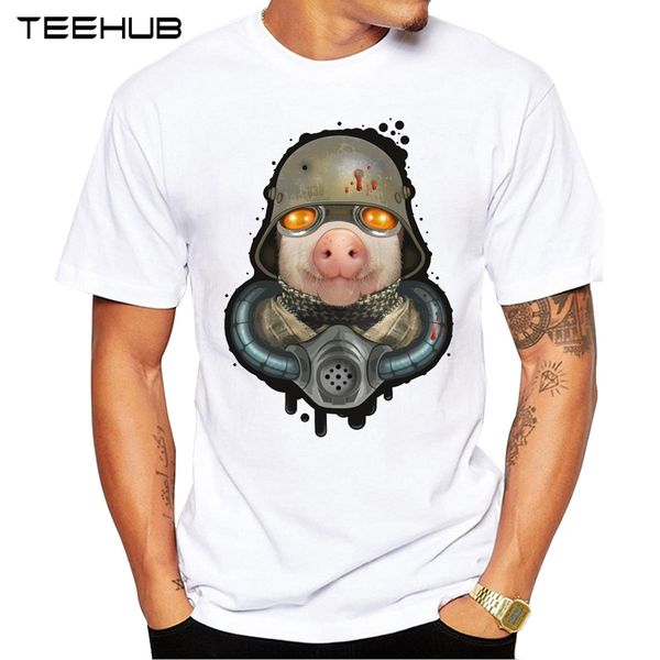 

new arrivals 2019 teehub cool pig of war design men's fashion animal printed t-shirt short sleeve o-neck hipster tee
