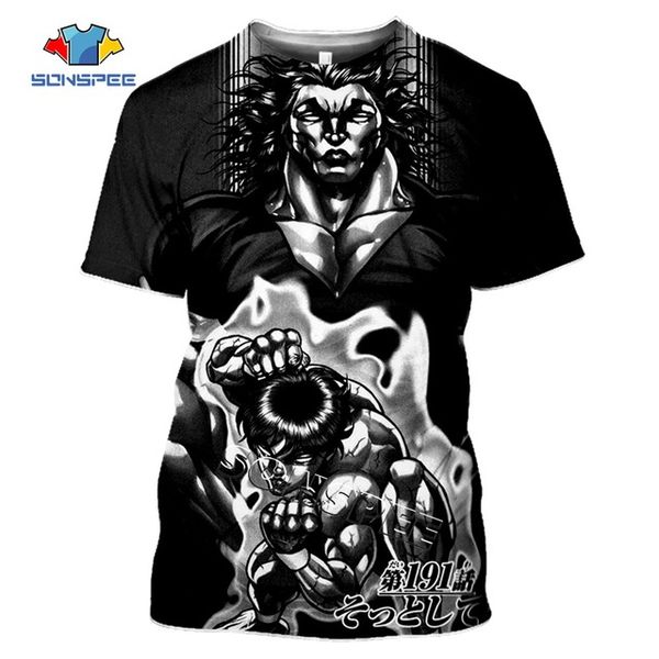 

comic grappler baki japan boxing anime men ninja violent 3d print shirts aesthetic funny horror men clothing
