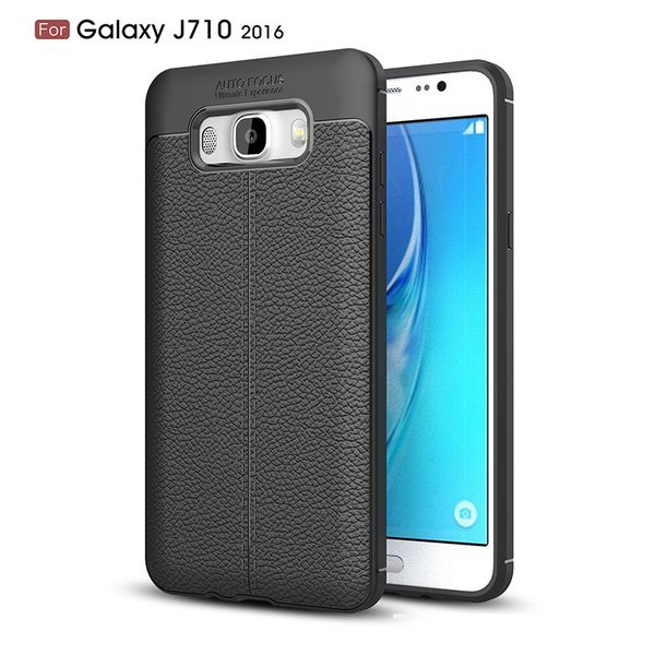 

for samsung j710 2016 phone case thin silicone litchi grain premium flexible slim thin soft tpu leather back cover