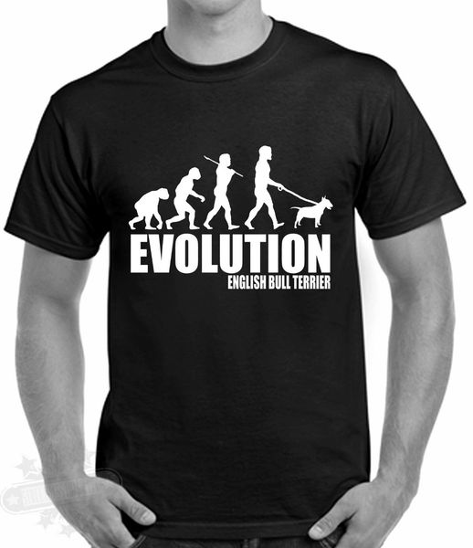 

2019 summer high quality street style слоган, evolution man английский бультерьер собака прекрасный подарок печать на футболки