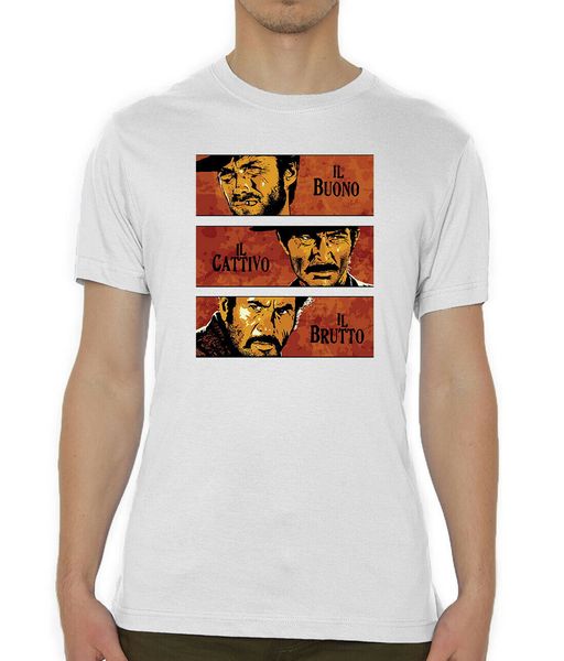 

the good the bad and the ugly vector movie art western printed men's t-shirt fashion classic tee shirt