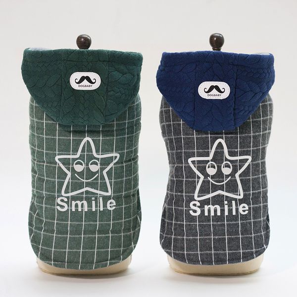 

pet autumn and winter new clothes dog cotton smile star small dog two feet apparel cotton coat