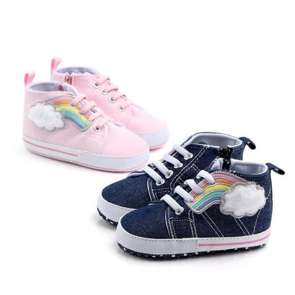 

dhl 100pair newborn baby rainbow shoes t-tied canvas high for 0-12 months baby lace-up causal first walkers