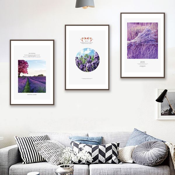 

nordic lavender decorative canvas painting hd modular wall art picture for living room bedroom pictures home decor poster 4-22