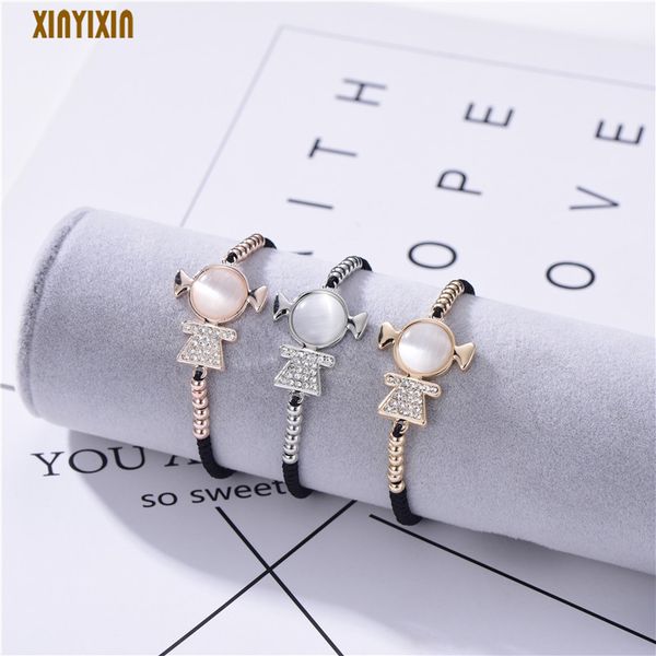 

fashion opal crystal girl rope chain bracelet women gold beads adjustable charm bracelet bangle lovely daughter fashion jewelry, Golden;silver