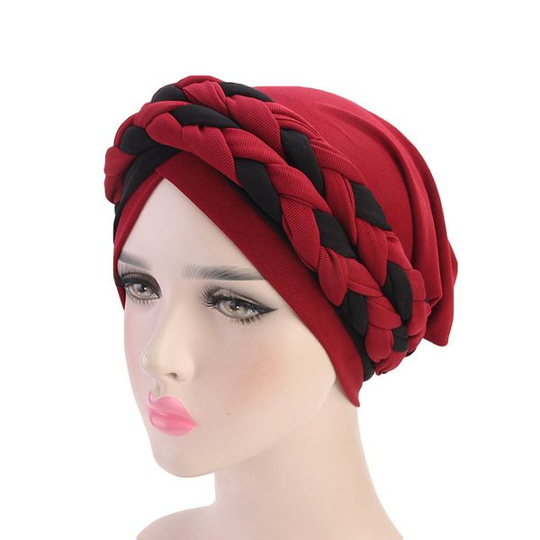 

muslim african women turban hat boho twist braid head wrap headcover retro fashion ethnic night sleep hat chemo hats tb-148, Blue;gray