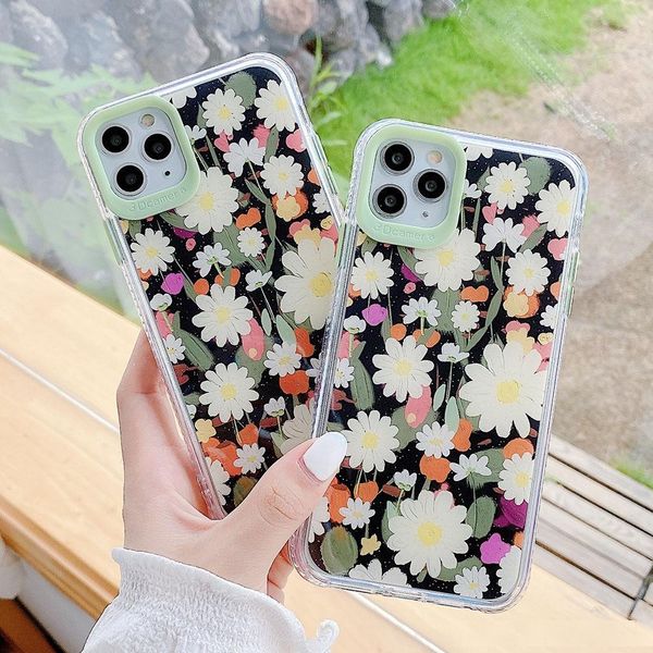 

fashion daisy sunflower glitter phone case for iphone 11 pro max 7 8 plus back cover for iphone xs max xr x se cute soft
