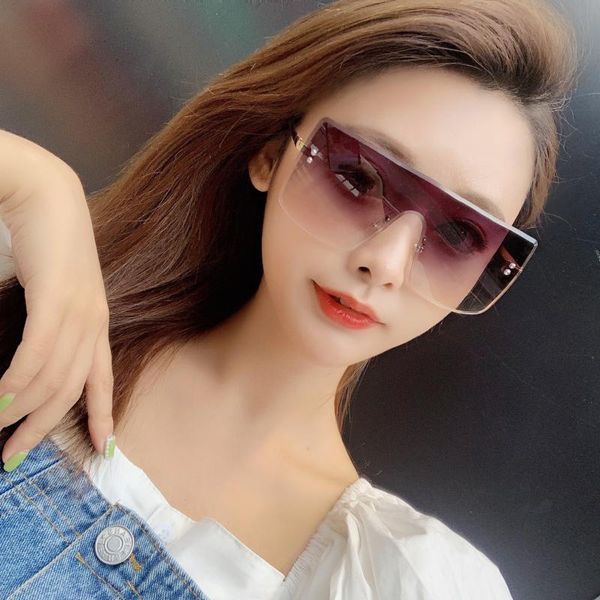 

sunglasses 2021 goggles women big frame square frameless trendy, White;black