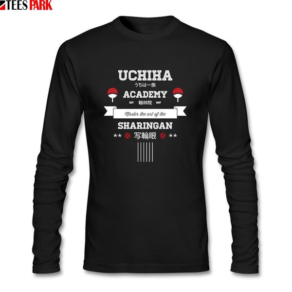 

men 100% cotton uchiha academy t-shirt men new coming shirt abstract printing long sleeve man t shirts