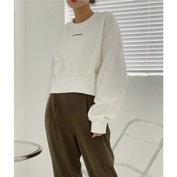 

тринадцать линии письма женские 2020 осень новый корейский топ sweatersweater свитер стиль свободный ленивый стиль все-матч модный короткий, Black