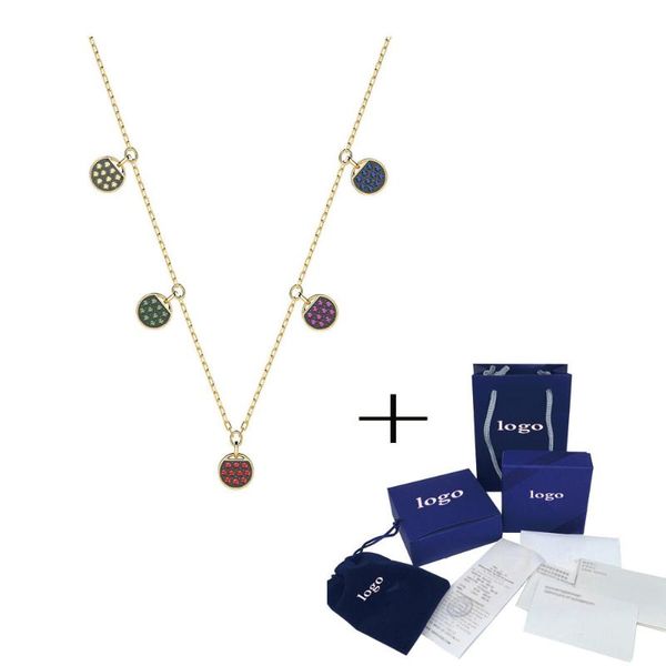 

mina bear 2020 lucky ginger neck necklace fashion colorful multicolor disc female clavicle necklace romantic jewel, Silver