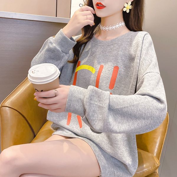 

простые письма корейски весна и sweaterautumn новый студент вокруг шеи женщины с длинным рукавом простые письма корейский стиль свитер женск, Black
