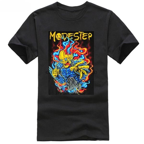 

modestep flaming x-eyes cartoon image blk t-shirt new official dubstep