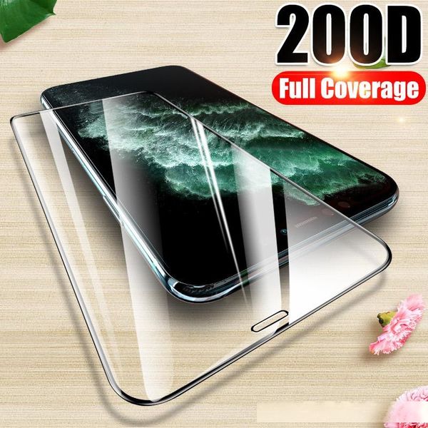 

200d protective tempered glass on for iphone 11 pro xs max xr x full cover screen protector for iphone 6 6s 7 8 plus glass film
