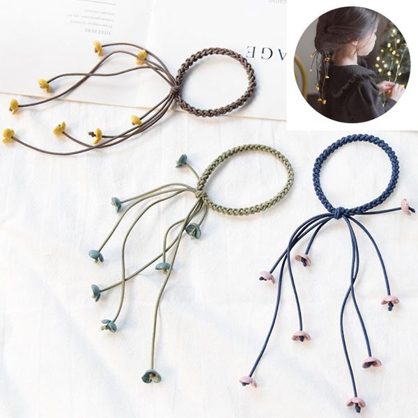 

hair bun maker 6pcs/set korean style ropes rubber bands for girls elastic band ties cute women accessories, Brown