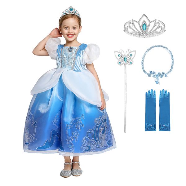 

princess cinderella girl dress 3-10t ball gown kids girl dresses for halloween cosplay costume kids clothes, Red;yellow