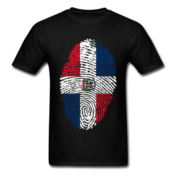 

summer t shirt men dominican republic flag fingerprint t-shirt unique mens clothing vintage independent day tees