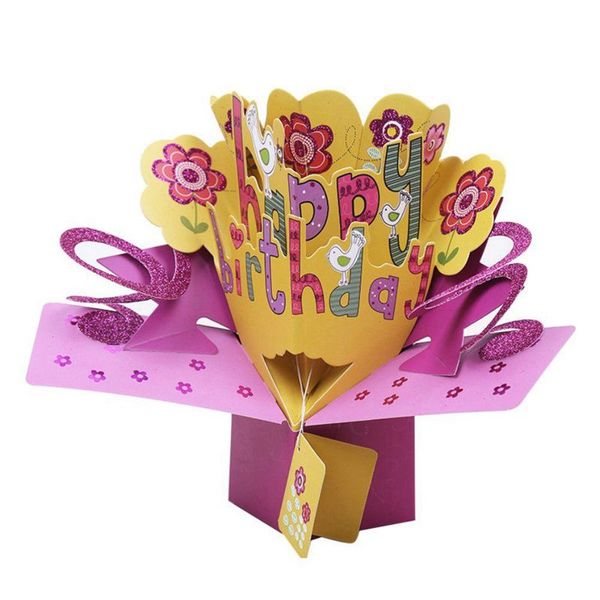 

greeting cards 3d happy birthday with flowers up card handmade gift for blessing