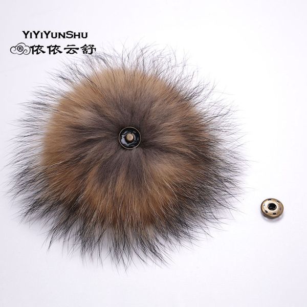 

beanie/skull caps 5pcs 13cm-22cm real raccoon fur pompom for hat natural pom poms ball big balls shoes hats bags wholesale, Blue;gray