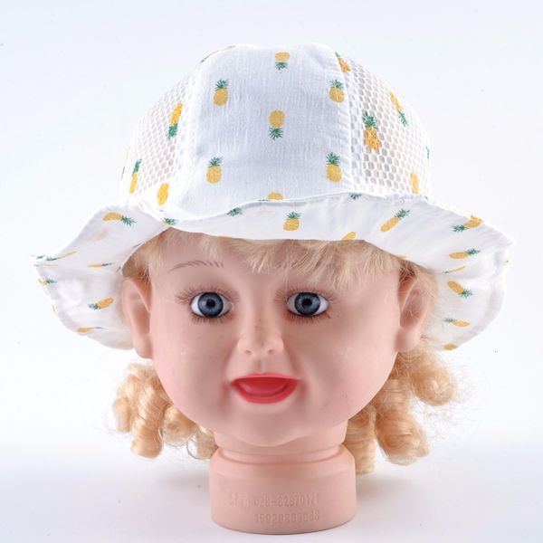 

breathable mesh sun hats for boy bone pineapple pattern bucket hat girls cotton floppy baby uv protection gorras kids cap ysyk, Blue;gray