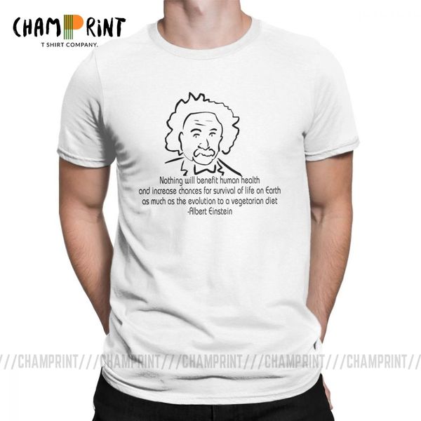 

мужская футболка вегетарианских quote альберт эйнштейн урожай хлопка tee с коротким рукавом футболка круглым воротом одежда классический плю