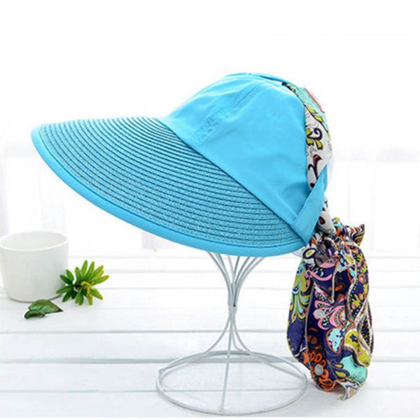 

wide brim hats ly women sun hat foldable uv protection summer beach visor cap do99, Blue;gray