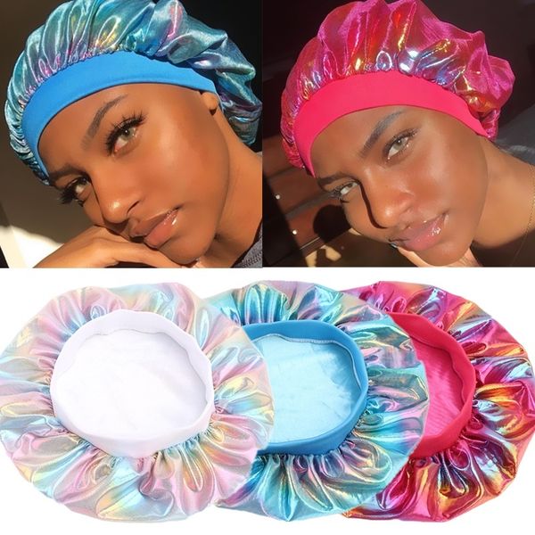 

shower caps women laser high elasticity wide side sleeping cap perm hat chemotherapy bath
