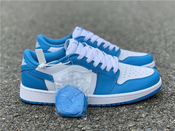 

release air authentic 1 wmns low unc university blue white men basketball shoes sports sneakers with original box ao9944-441