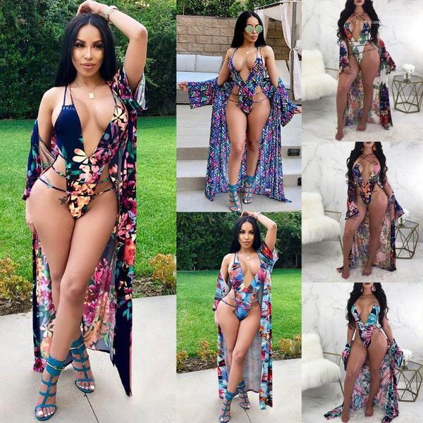 

sets holiday swimwear women summer floral bandage bikini sets cover-ups one piece bikini 2pcs clothing, White;black
