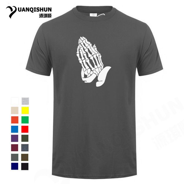 

boutique t shirt praying skull hand t-shirt pair hands worship gesture personality design men's tshirt cotton tees