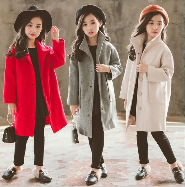 

kids coat fashion casual wool coat for girls 2020 new kids outerwear autumn thick winter clothes for girls 6 8 10 12 year, Blue;gray